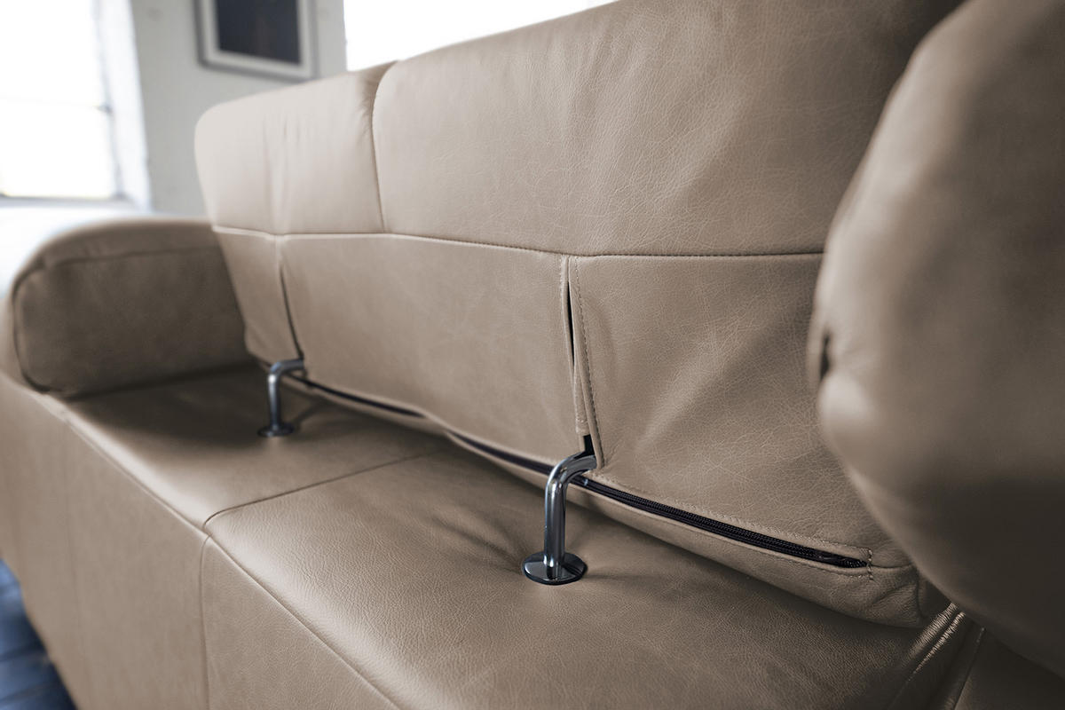 ECKSOFA NELSON Grau Leder Relaxfunktion - Schwarz/Grau, Leder/Metall (321/216cm) - KAWOLA