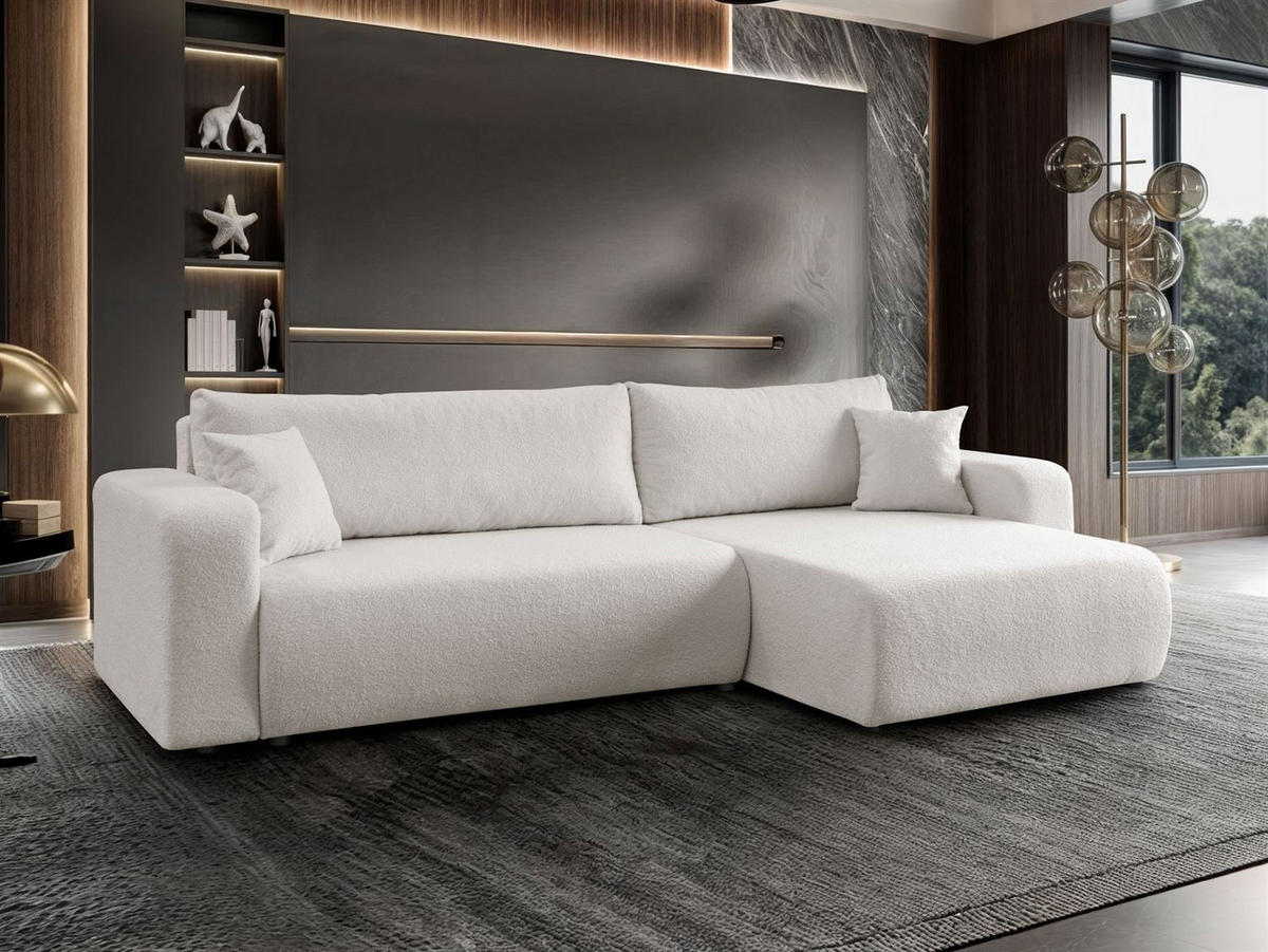 ECKSOFA VESPO XL mit Schlaffunktion und Bettzeugkasten - Ecru, Textil (267/143cm) - Lookway