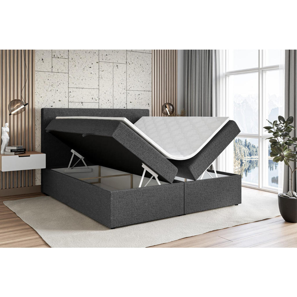 Thumbnail - Altdecor Boxbett, Dunkelgrau, Holzwerkstoff, Höhe ca. 20 cm, 180x200 cm, Schlafzimmer, Betten, Boxspringbetten