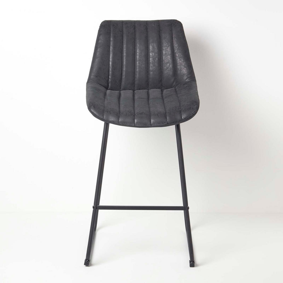 BARSTUHL Ascot, Kunstleder mit Rückenlehne - Schwarz, Textil (54/97/47cm) - Homescapes