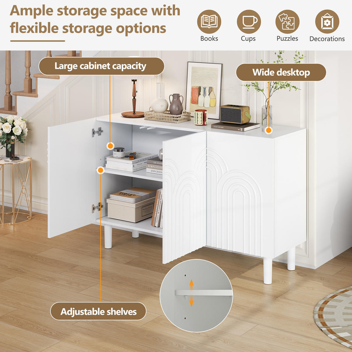 SIDEBOARD Weiß 120/38,5/79 cm - Weiß, Holzwerkstoff (120/79/38.5cm) - PANGIVO