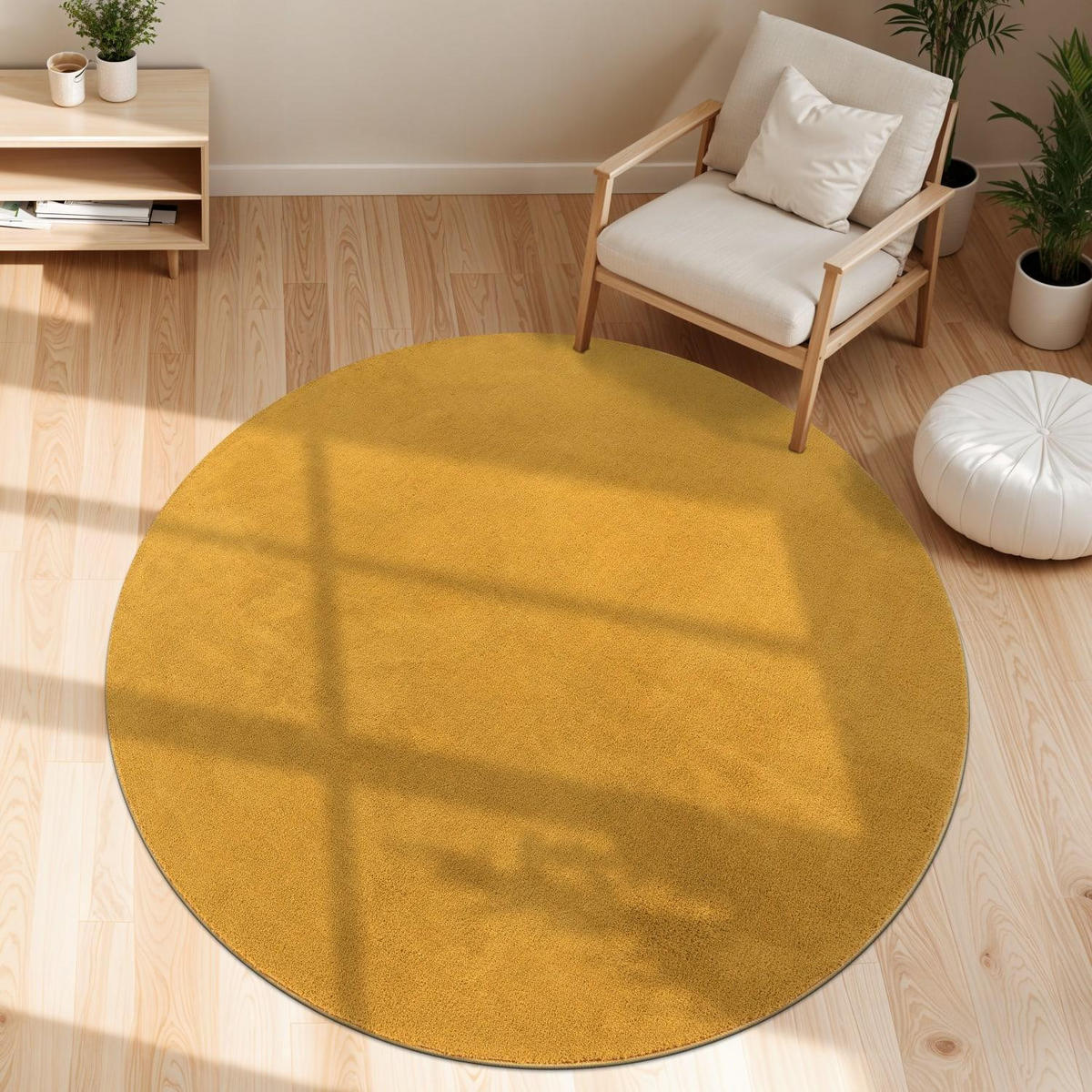 KURZFLORTEPPICH 160/160 CADIZ 630 - Gelb, Kunststoff (160/160cm) - Paco Home