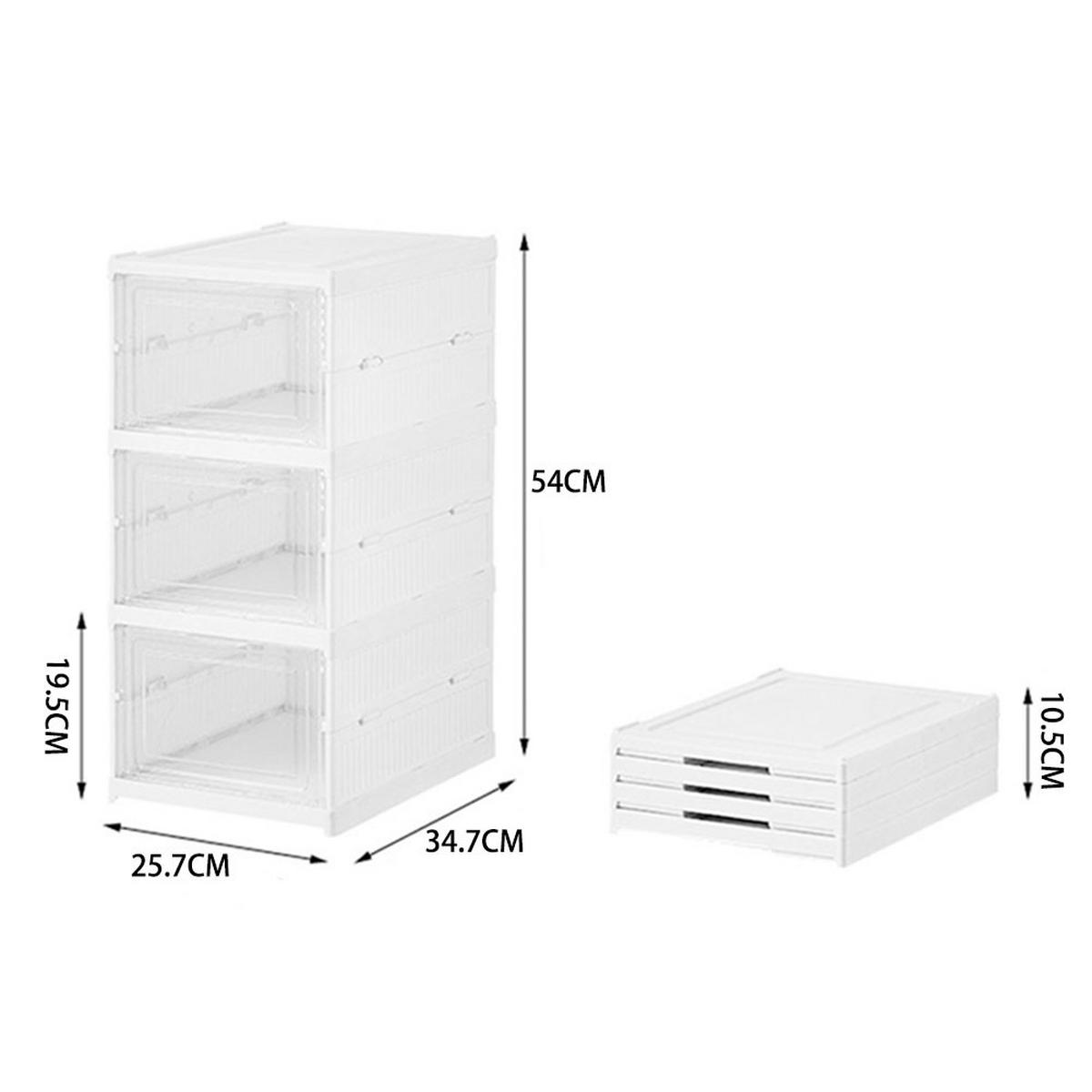SCHUHSCHRANK 25.7/34.7/54 cm 3-Stufig Klappbar Kunststoff Weiß - Weiß, Kunststoff (25.7/54/34.7cm) - Livingandhome