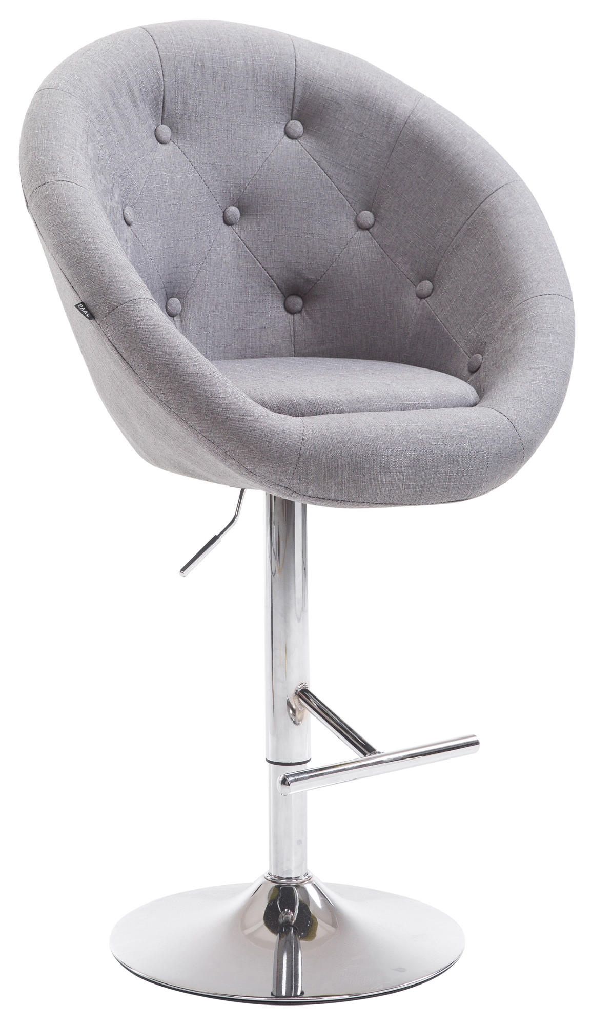 BARHOCKER Stoff grau - Chromfarben/Grau, Textil/Metall (65/107/57cm) - CLP