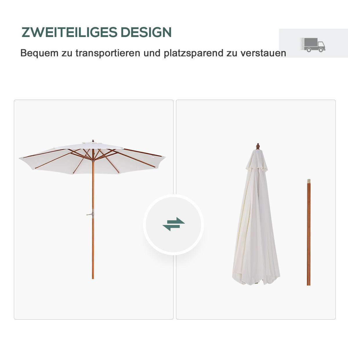 SONNENSCHIRM, Polyester, Creme - Creme, Kunststoff (270/270cm) - Outsunny