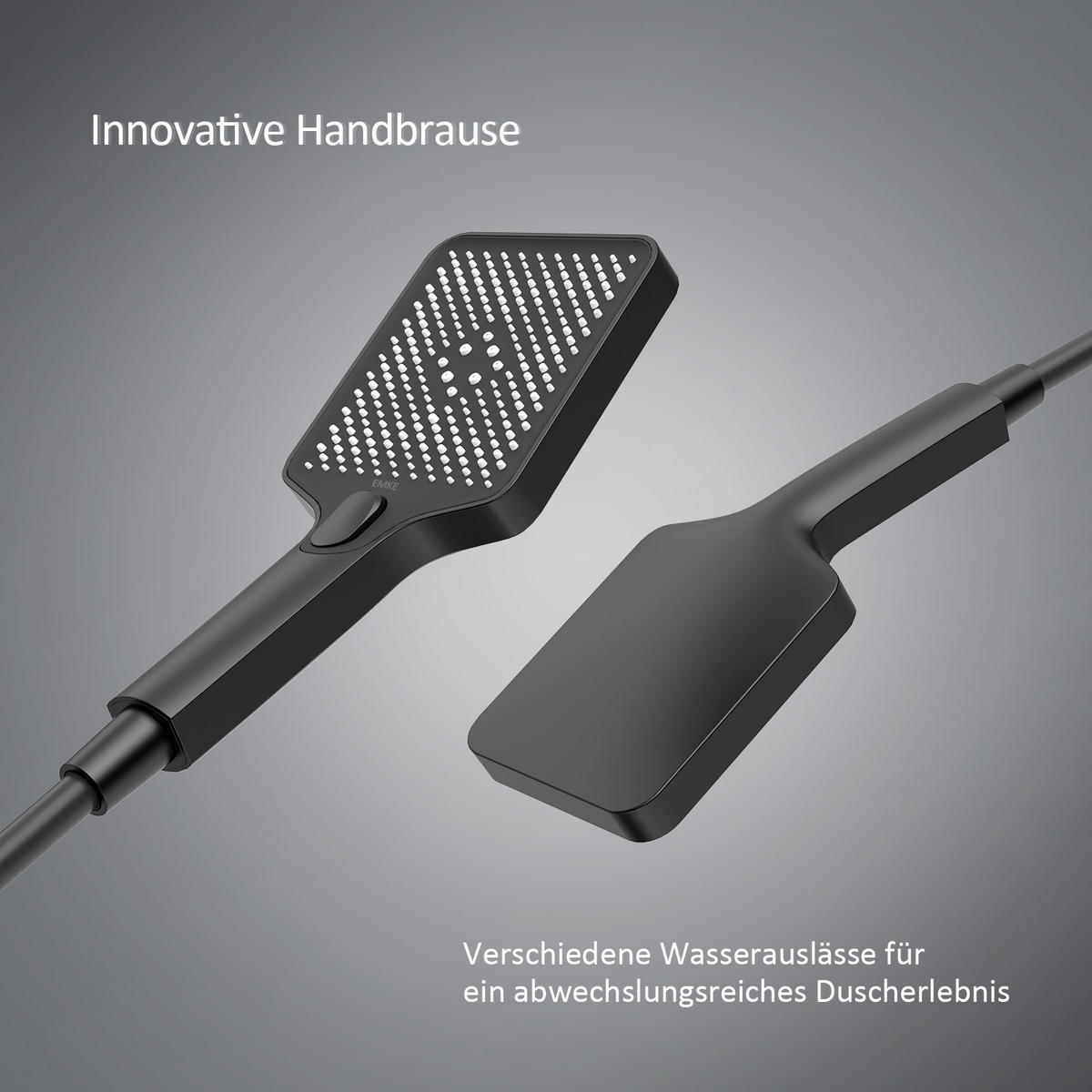 ÜBERKOPFBRAUSESET mit Großer Ablagefläche Brausethermostat Schwarz - Schwarz, Metall (66.5/198.6/71.1cm) - EMKE