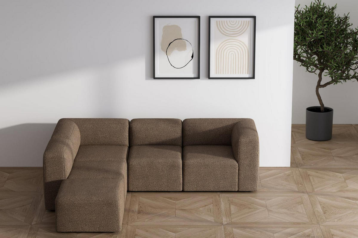 CHAISELONGSOFA Cubic Stoff Braun - Braun, Textil (257/64/257cm) - ebuy24