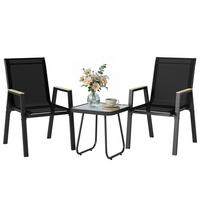 GARTEN-BEISTELLTISCHSET Schwarz 3 Stück - Schwarz, Metall (70/55/90cm) - GiPP