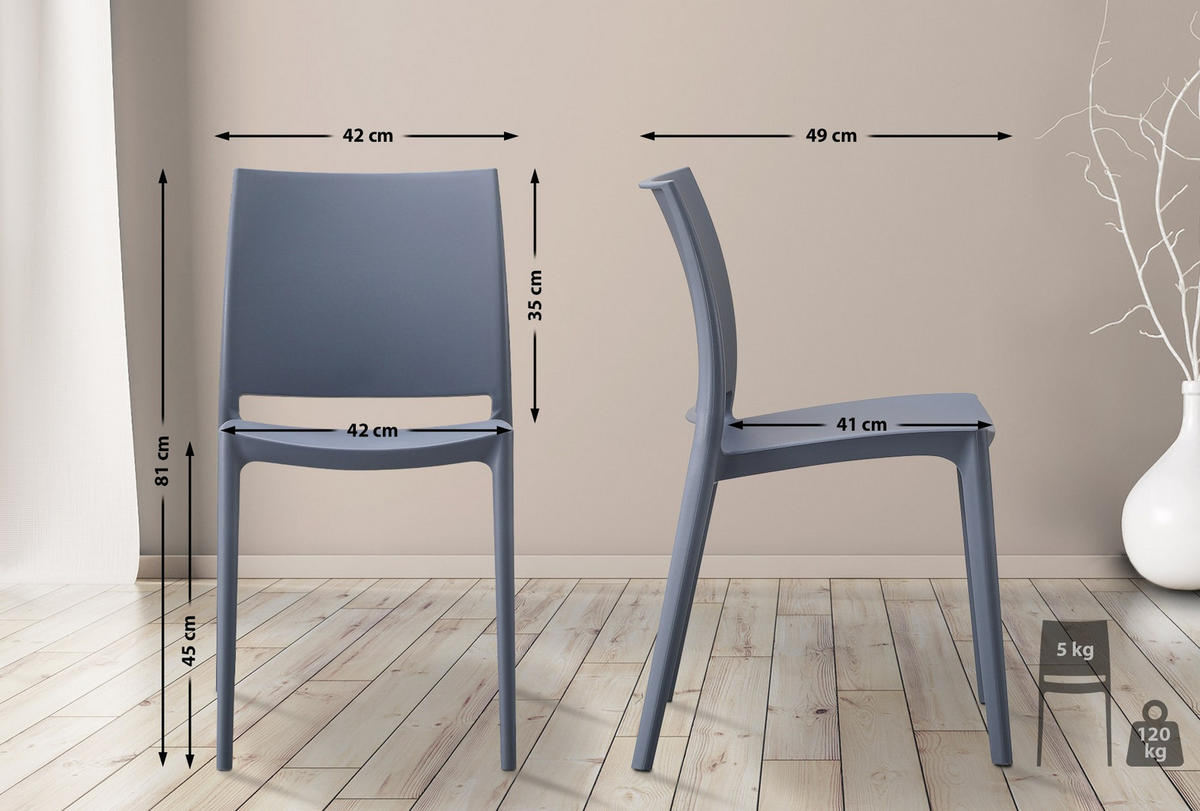 STÜHLE Merle - 2er Set grau - Grau, Kunststoff (42/81/49cm) - TPFGarden