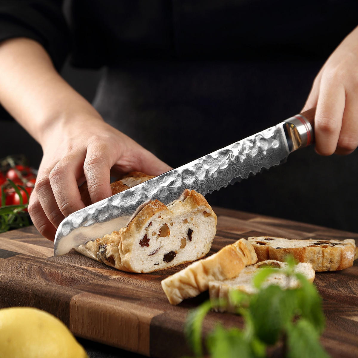 BROTMESSER 20 cm - Nussbaumfarben, Holz/Metall (34cm) - Wakoli