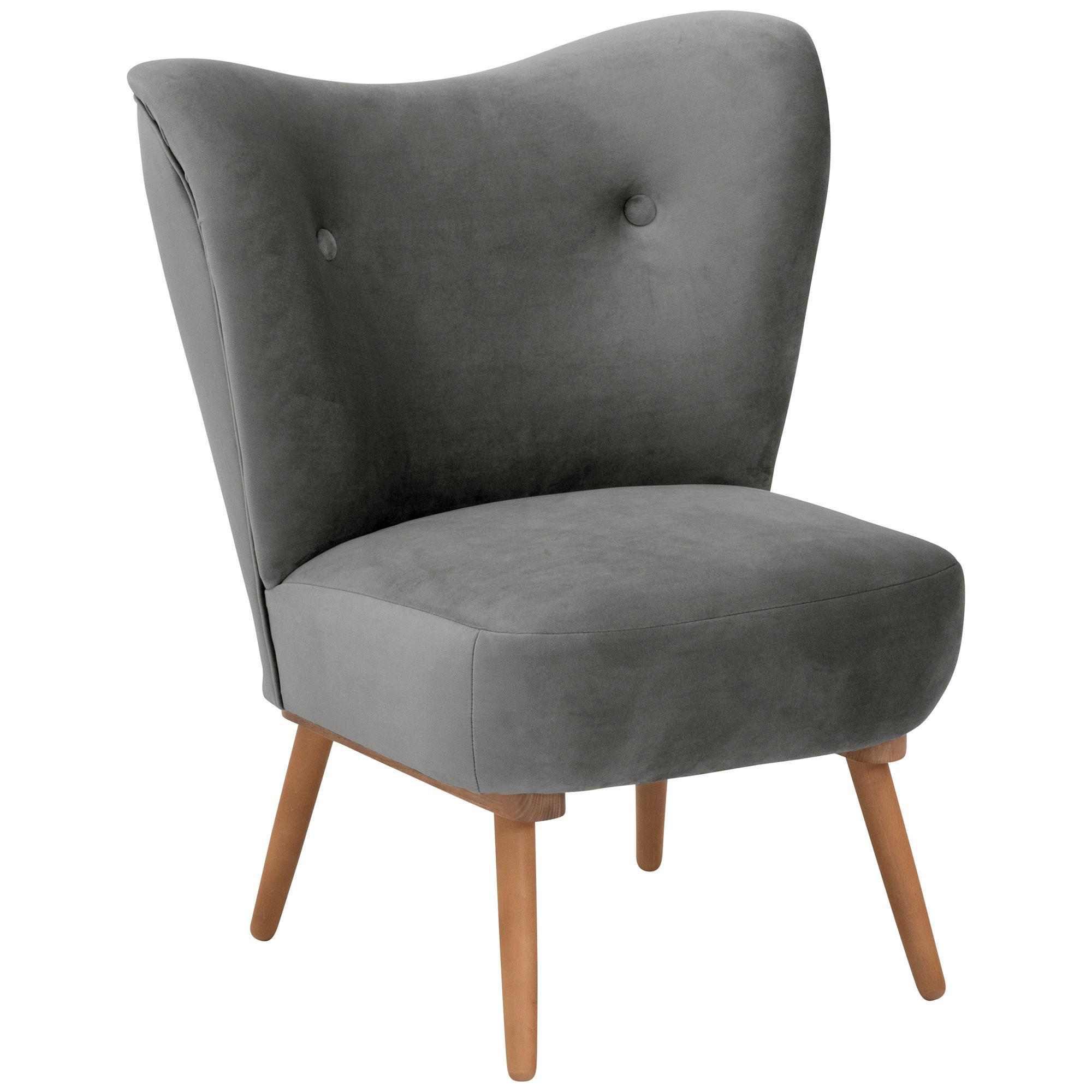 COCKTAILSESSEL Kayra Samtvelours grau - Grau, Kunststoff (72/90/74cm) - 58aufmkessel