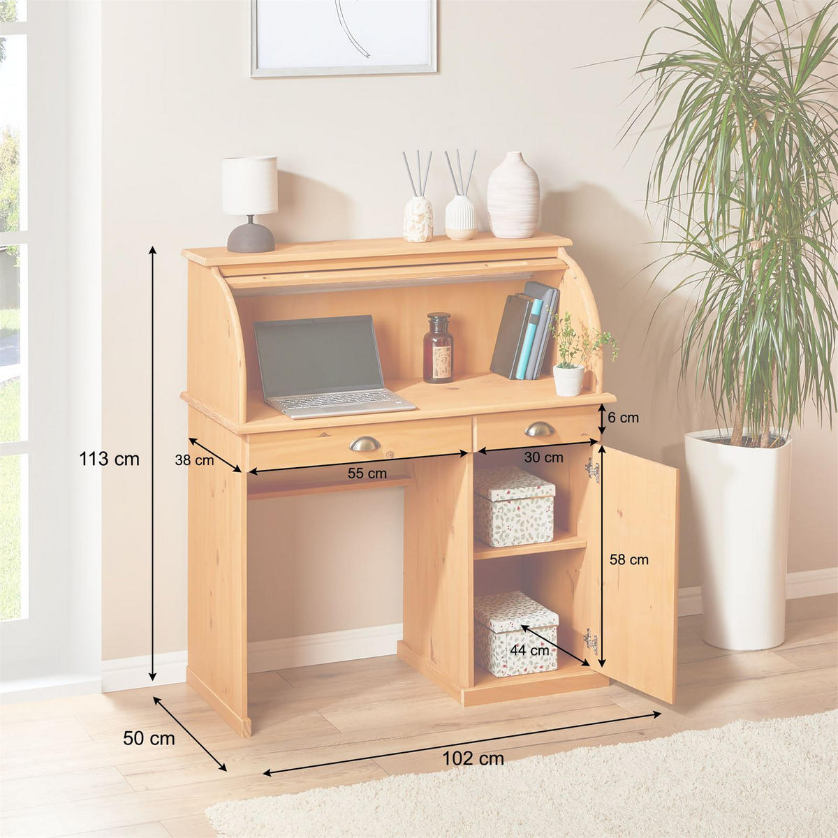 SEKRETÄR TOM BRAUN - Braun, Holz (50/102/113cm) - IDIMEX