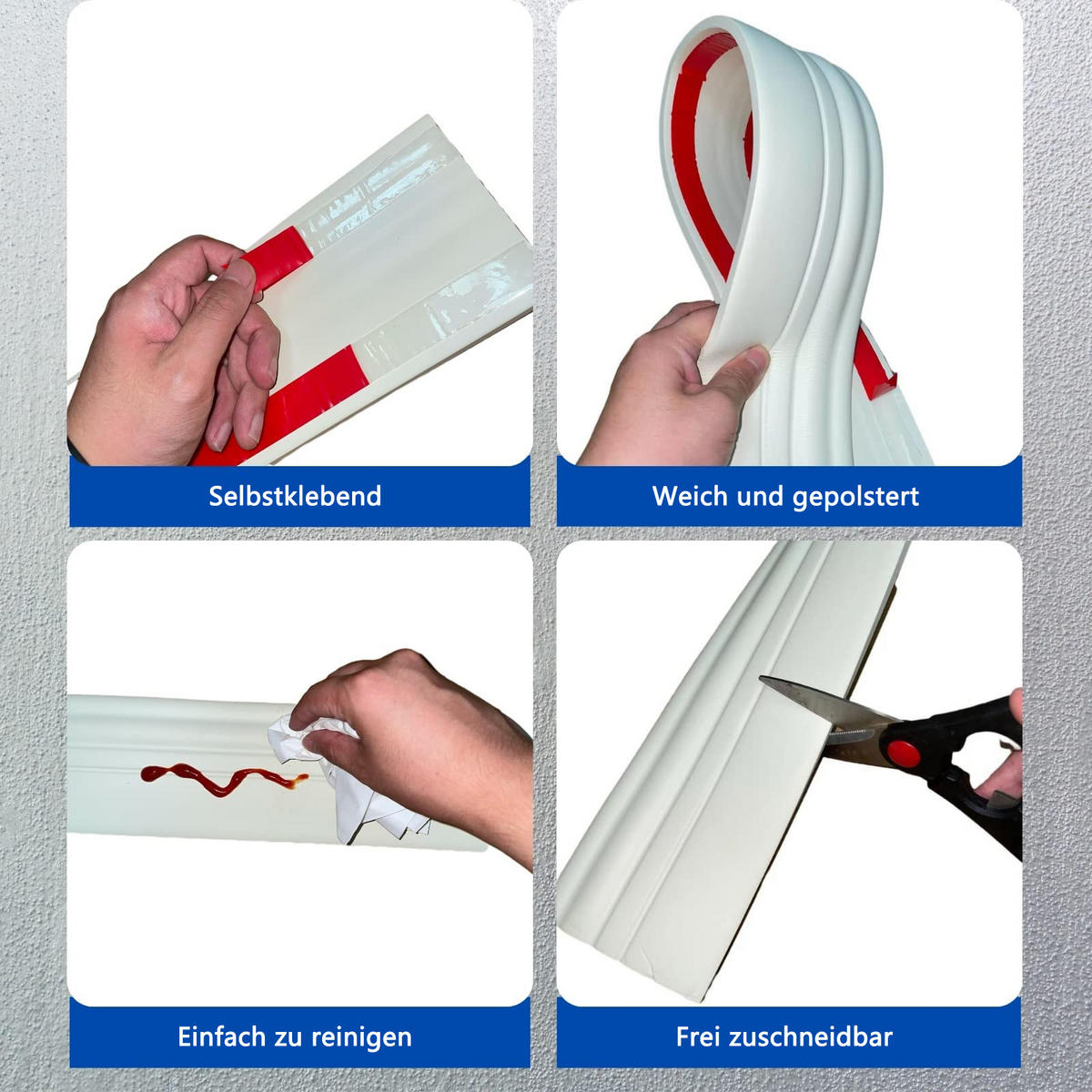 SOCKELLEISTE Selbstklebend Kantenschutz Länge 2 cm, Breite 9.8 cm - Weiß, Kunststoff (200/9.8/9.8cm) - Kaket
