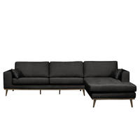 ECKSOFA mit Longchair - Eichefarben/Schwarz, Textil (281/153cm) - home24