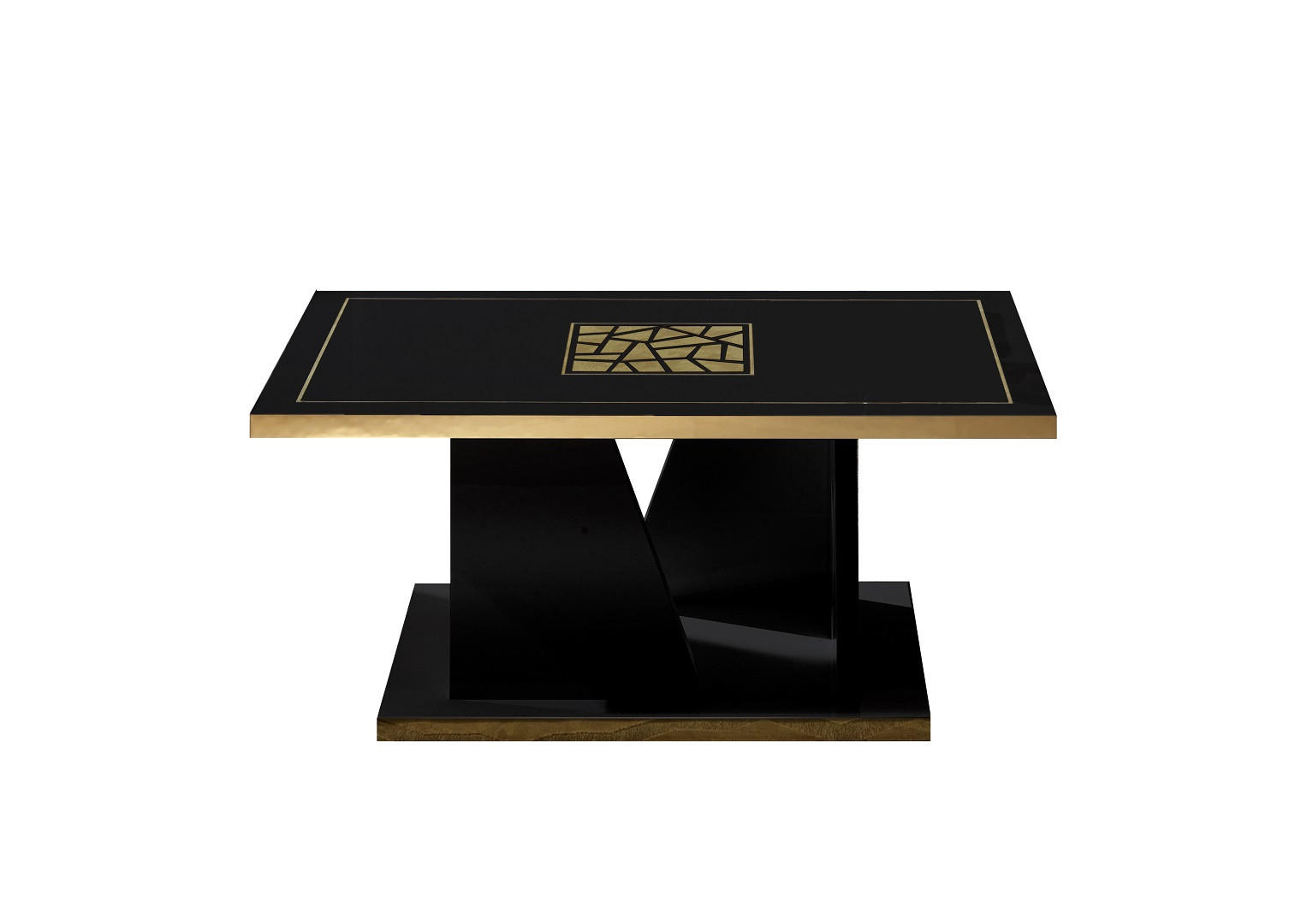 Interdesign24 Couchtisch Schwarz Hochglanz, Gold 110x44x60 cm