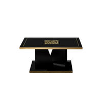 COUCHTISCH STELLA in Schwarz/Gold - Schwarz Hochglanz/Goldfarben, Holzwerkstoff (60/110/44cm) - Interdesign24