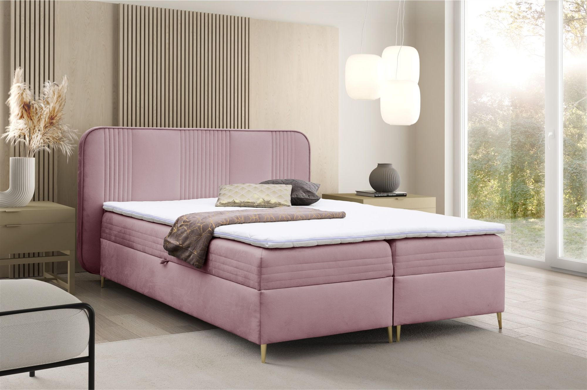 BOXBETT Alize - Altrosa, Holzwerkstoff/Textil (200/200cm) - Fun Möbel