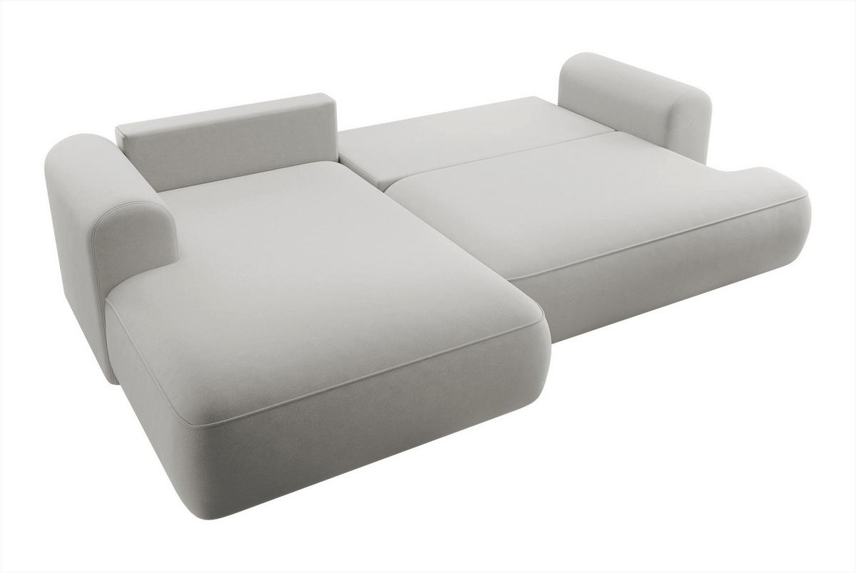 ECKSOFA Ovo Grau Velours - Schwarz/Grau, Kunststoff/Textil (260/165cm) - Selsey