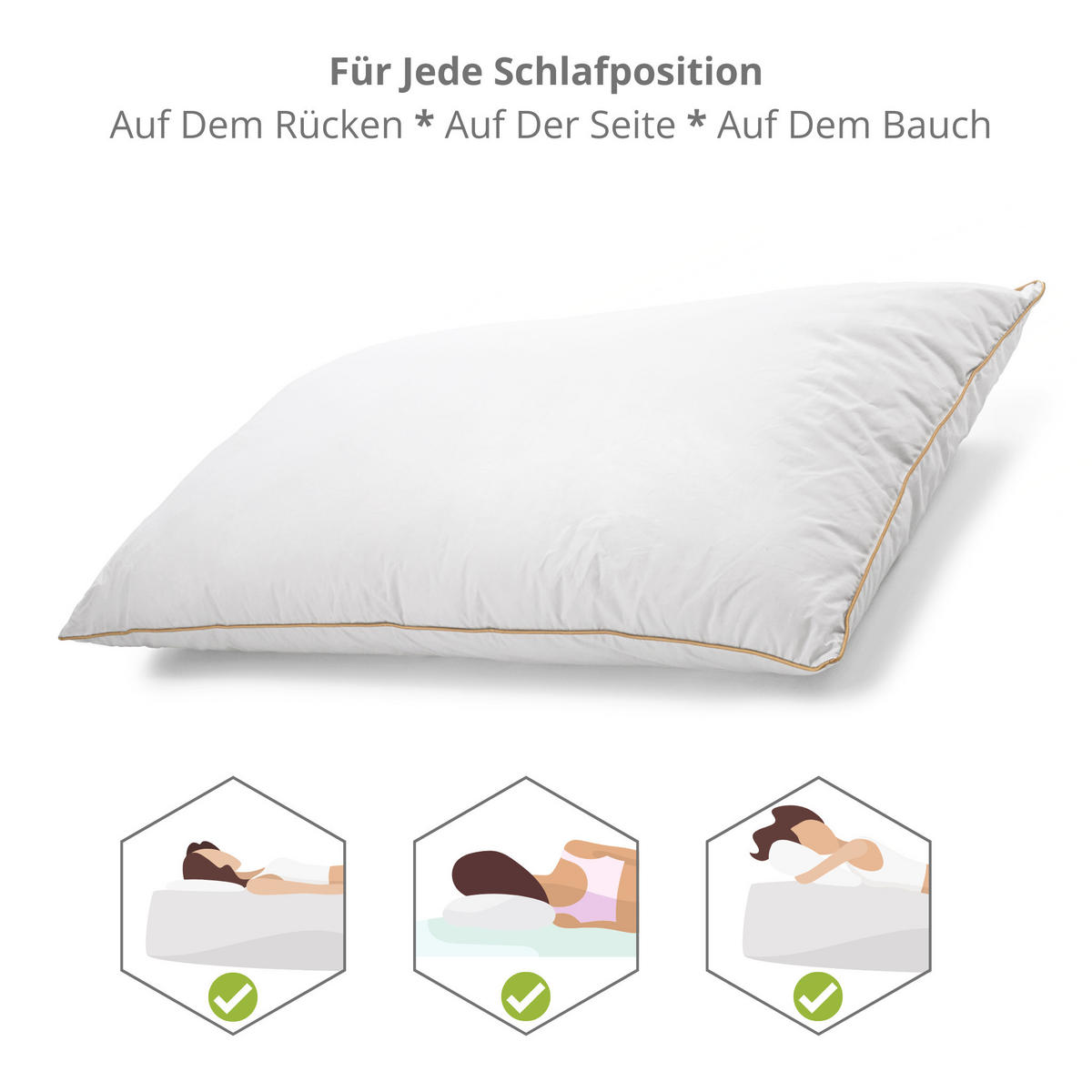 DAUNENKISSEN LUXURY BEDDING, Baumwolle - Weiß, Textil (50/70cm) - WOODEK