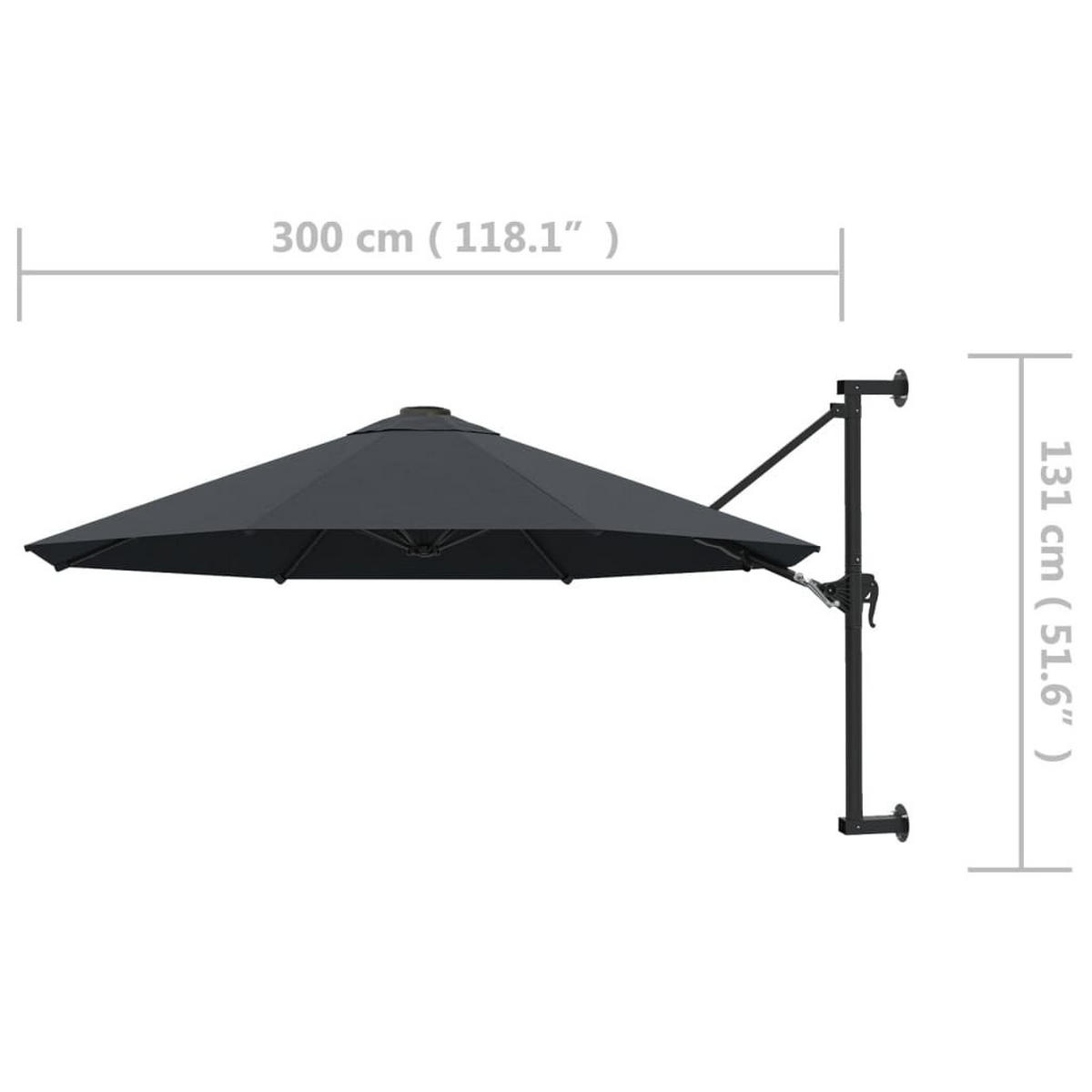 SONNENSCHIRM Zur Wandmontage Mit Metall-Mast 300 Cm Anthrazit - Anthrazit, Textil (300/300cm) - vidaXL