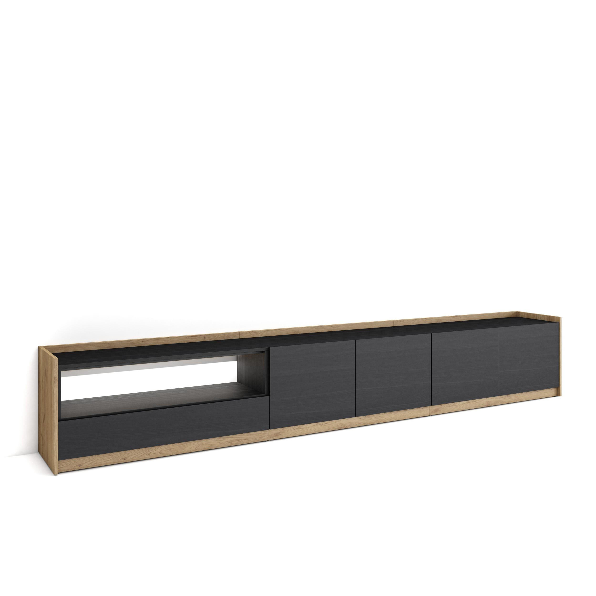 Skraut Home Lowboard, Schwarz 310x50x37 cm