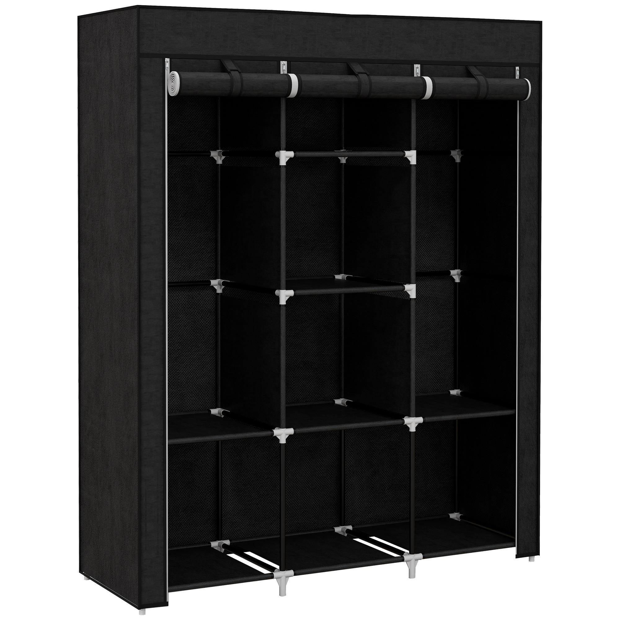 STOFFSCHRANK, Kleiderschrank, Schwarz - Schwarz, Metall (43/162.5/125cm) - HOMCOM