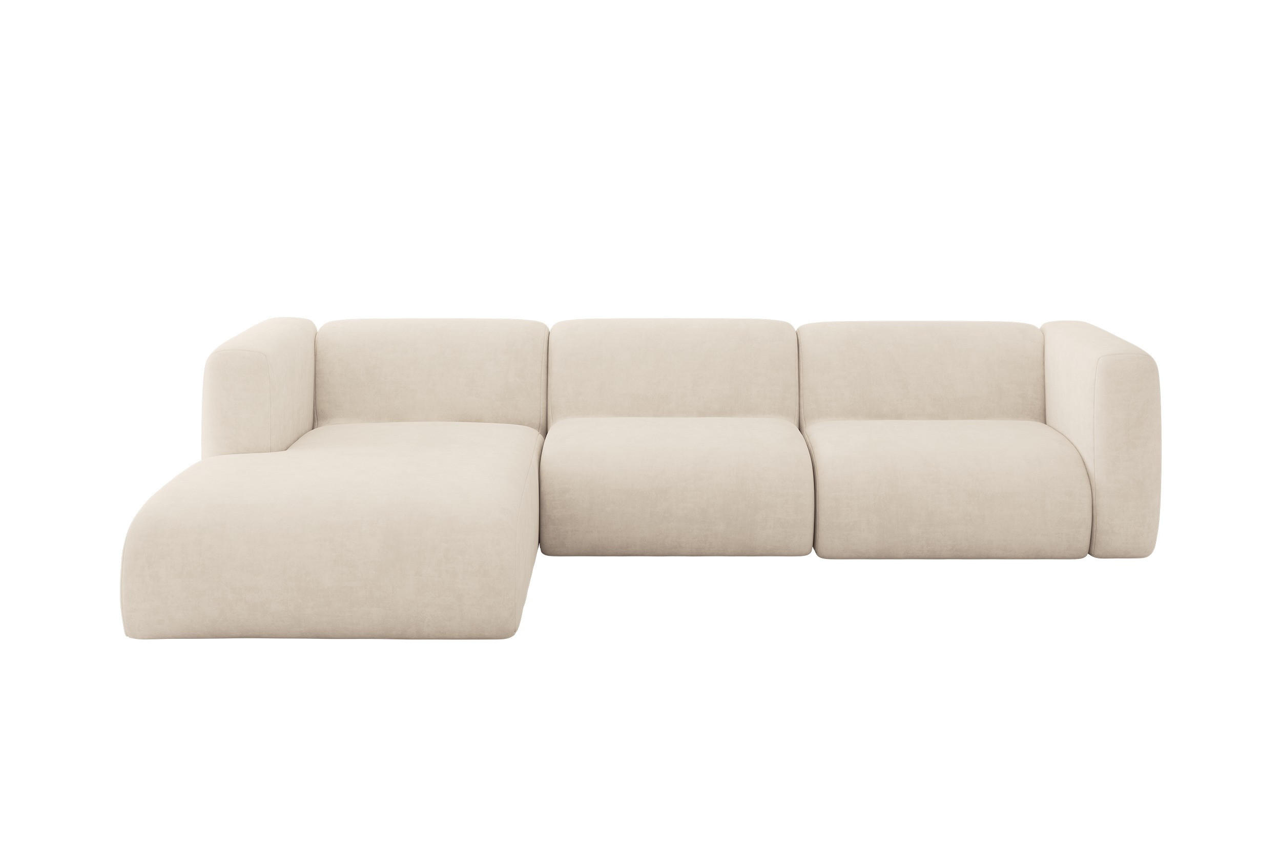 ECKSOFA Ottomane Links MIRA-L2 318x179x89 Beige Velours - Greige/Beige, Holzwerkstoff/Kunststoff (318/179cm) - ALTDECOR