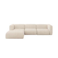 ECKSOFA Ottomane Links MIRA-L2 318x179x89 Beige Velours - Greige/Beige, Holzwerkstoff/Kunststoff (318/179cm) - ALTDECOR