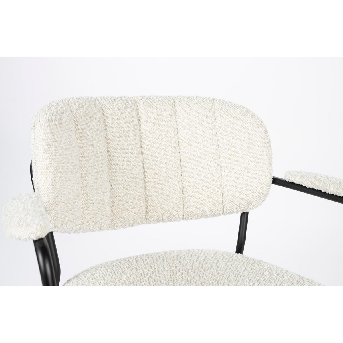 ESSZIMMERSTUHL Jolien Schwarz/ Bouclé - 2 er Set - Weiß, Textil (61/78/56cm) - Housecraft Living