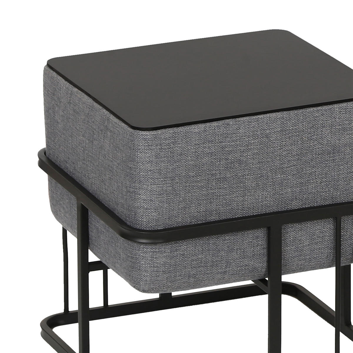 SADA STOLIČEK 2 KS Tas - černá/tmavě šedá, kov/kompozitní dřevo (38/38/38cm) - [en.casa]