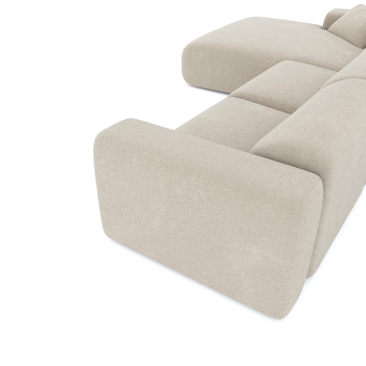 ECKSOFA LINKS Texturierter Samt Beige 280cm - Beige, Textil (95/280cm) - Sia Home