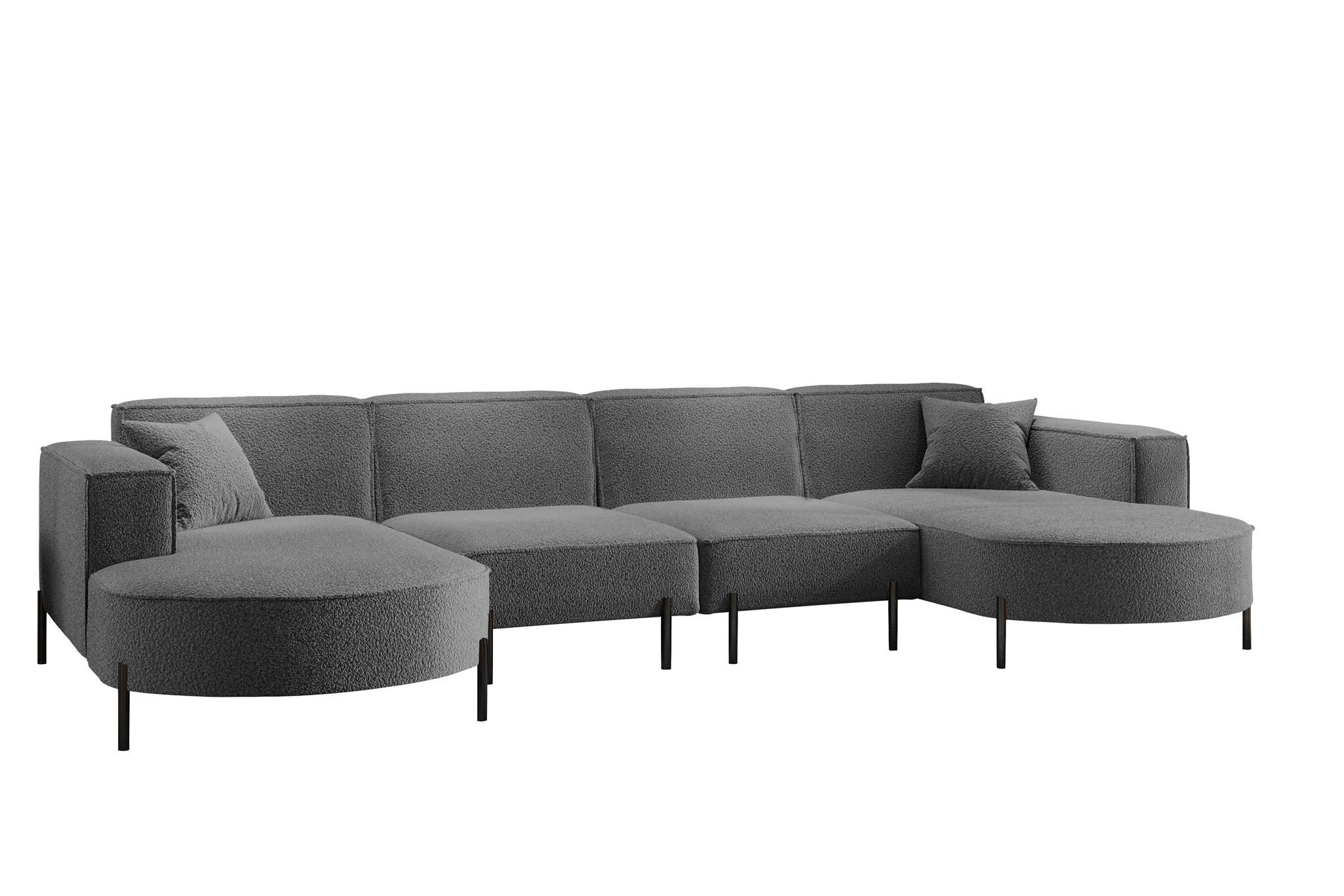 WOHNLANDSCHAFT Valencia Xl - Dunkelgrau, Holzwerkstoff/Textil (384/80/165cm) - Fun Möbel