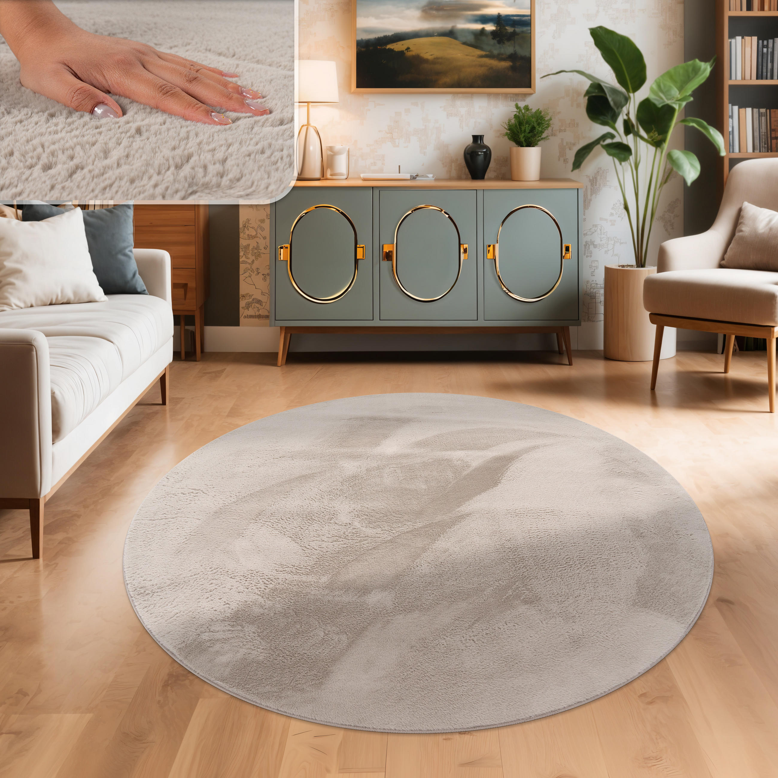 HOCHFLORTEPPICH 80/80 cm Soft 380 - Beige, Textil (80/80cm) - Paco Home