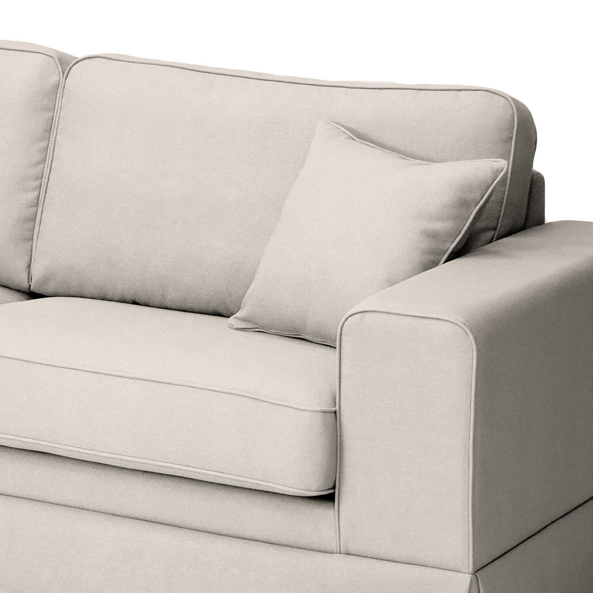 ECKSOFA mit Husse - Ottomane, Webstoff - Hellgrau/Schwarz, Kunststoff/Textil (297/210cm) - home24