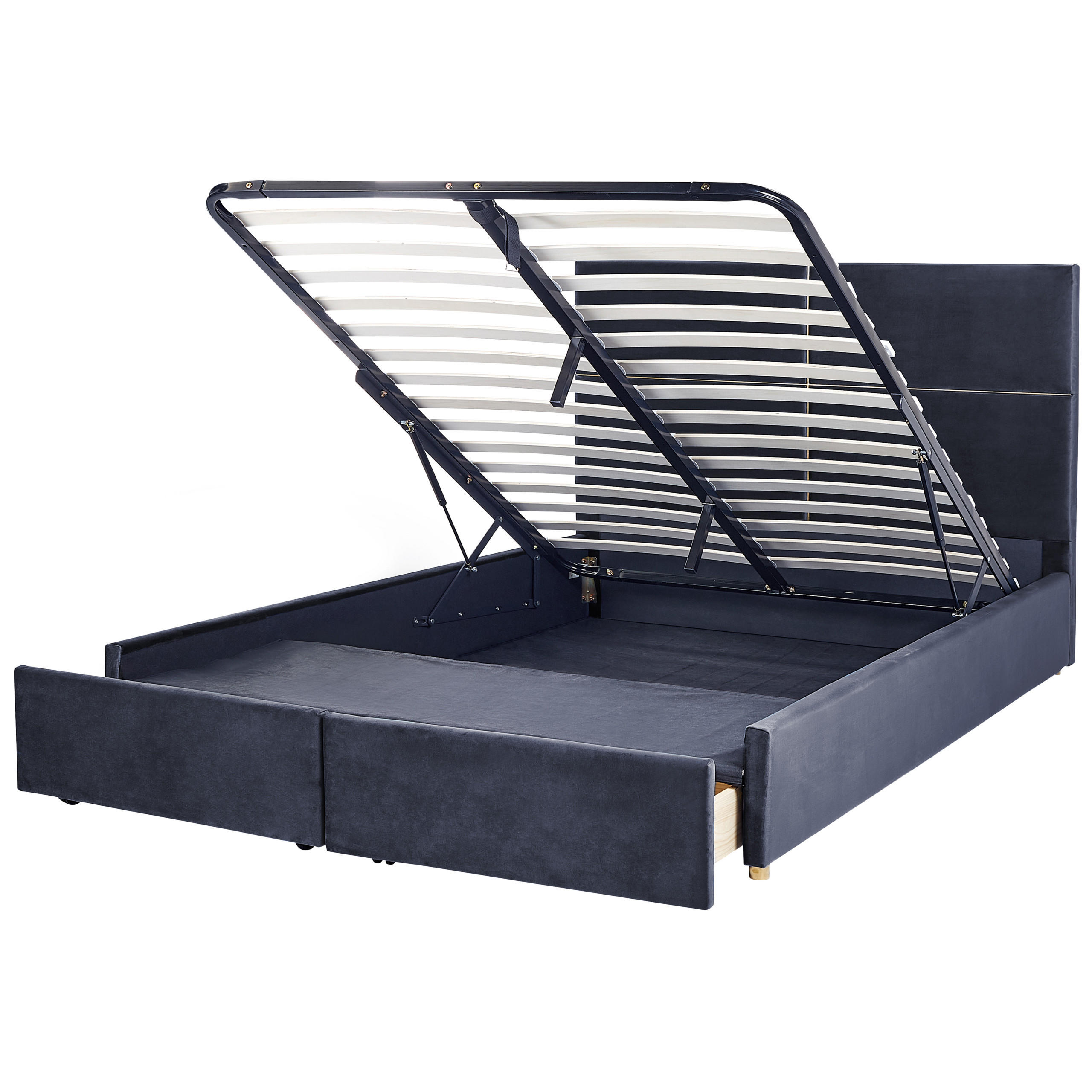 BETT mit Stauraum 180x200 cm Schwarz Vernoyes - Schwarz, Textil (180/200cm) - Beliani