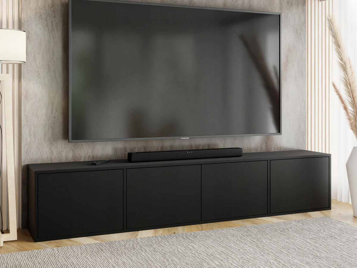 TV-LOWBOARD EDI 4 Schwarz – 4-türig - Schwarz, Holzwerkstoff (206.4/42/38.9cm)