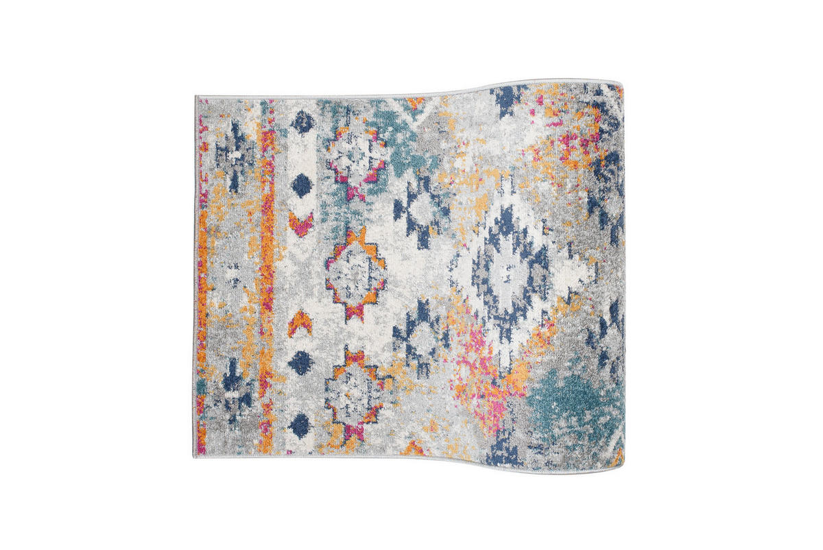 TEPPICHLÄUFER LAZUR Weiß Dunkelblau 70/100 cm - Dunkelblau, Textil (70/100cm) - Tapiso