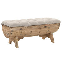 AUFBEWAHRUNGSBANK Massivholz Und Stoff 103/51/44 Cm - Creme, Holz (51/44/103cm) - vidaXL
