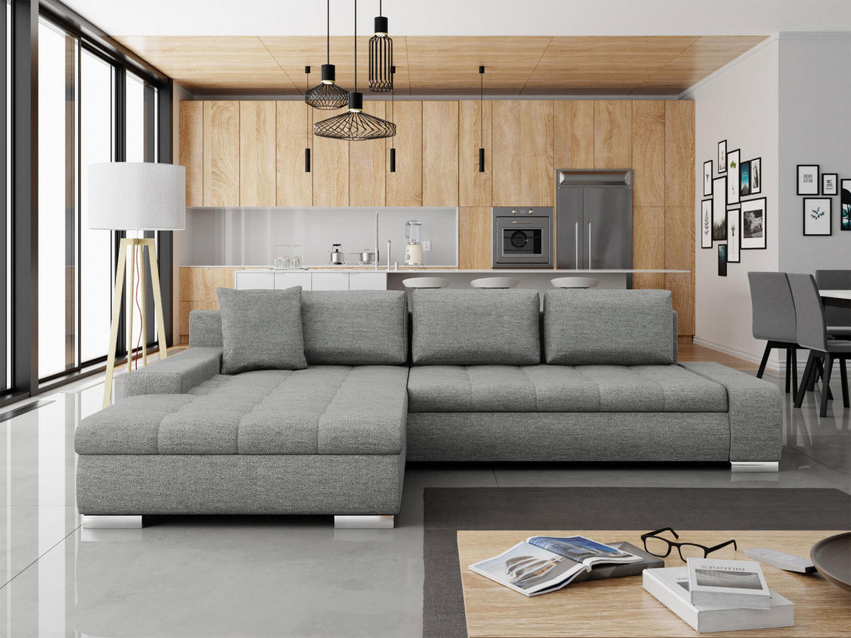 ECKSOFA Orkan - Alufarben, Holz/Textil (302/213cm) - MIRJAN24