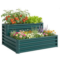 HOCHBEET DE-12202 2-stufig, offener Boden, 120/101/58 cm Grün - Grün, Metall (120/58/101cm) - ComfortXL