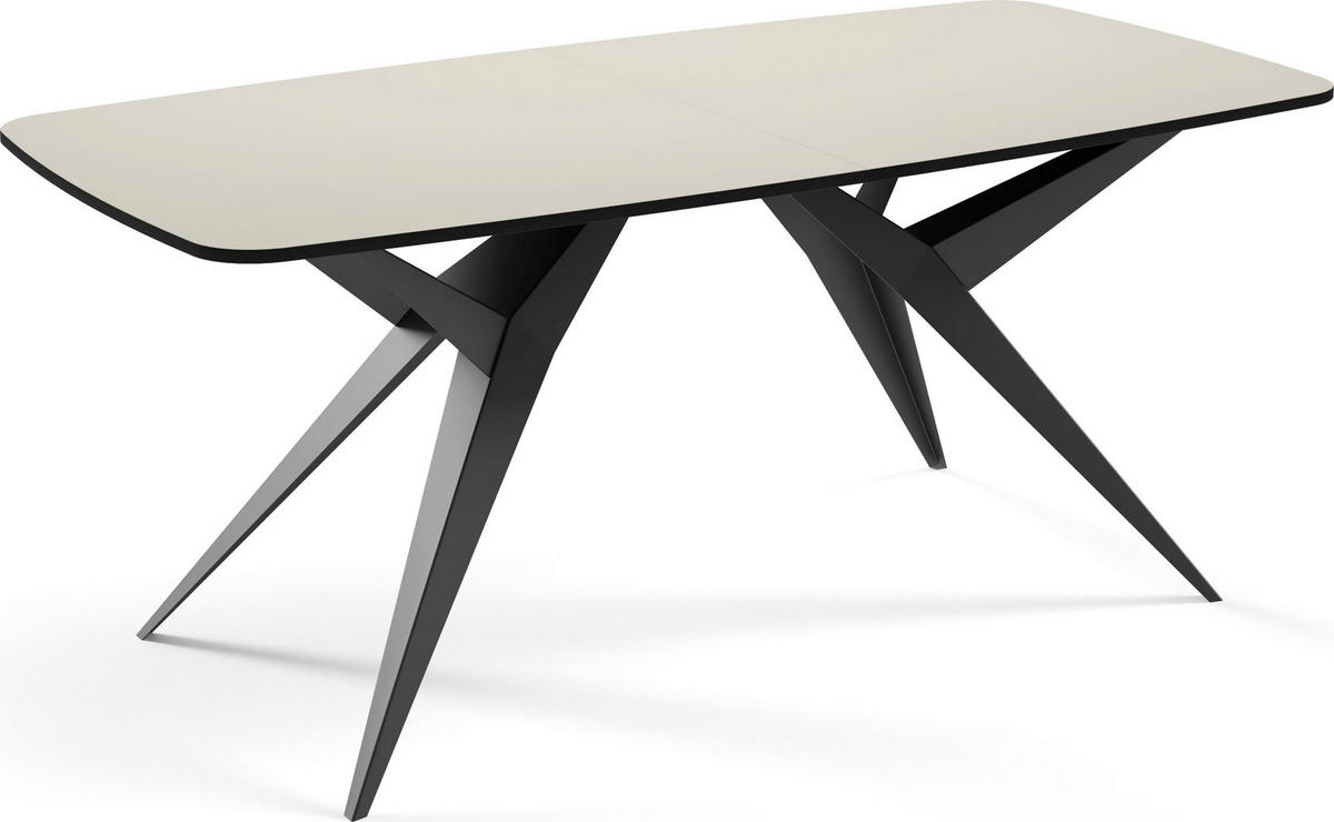 ESSTISCH Trax ausziehbar rechteckig oval, Beige Cashmere 160-240/90/76 - Kaschmir/Schwarz, Holzwerkstoff/Metall (160/90/76cm) - WFL GROUP