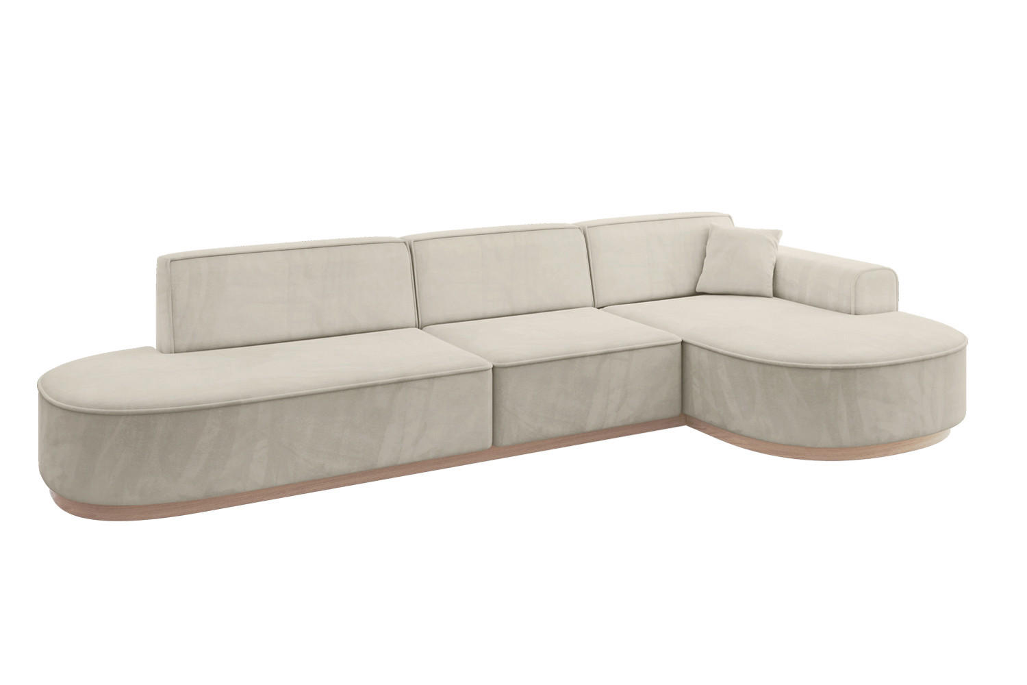 ECKSOFA Ottomane Rechts MARI-L2-v1 - 328x171x83 cm Ecru Velours - Ecru, Holzwerkstoff/Textil (171/328cm) - ALTDECOR