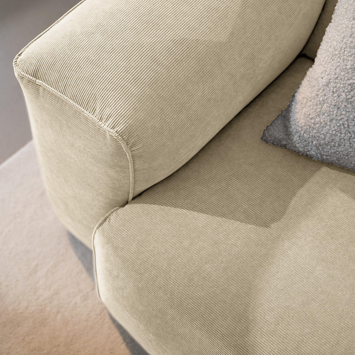 ECKSOFA mit XL-Longchair - Beige/Schwarz, Kunststoff/Textil (260/171cm) - home24