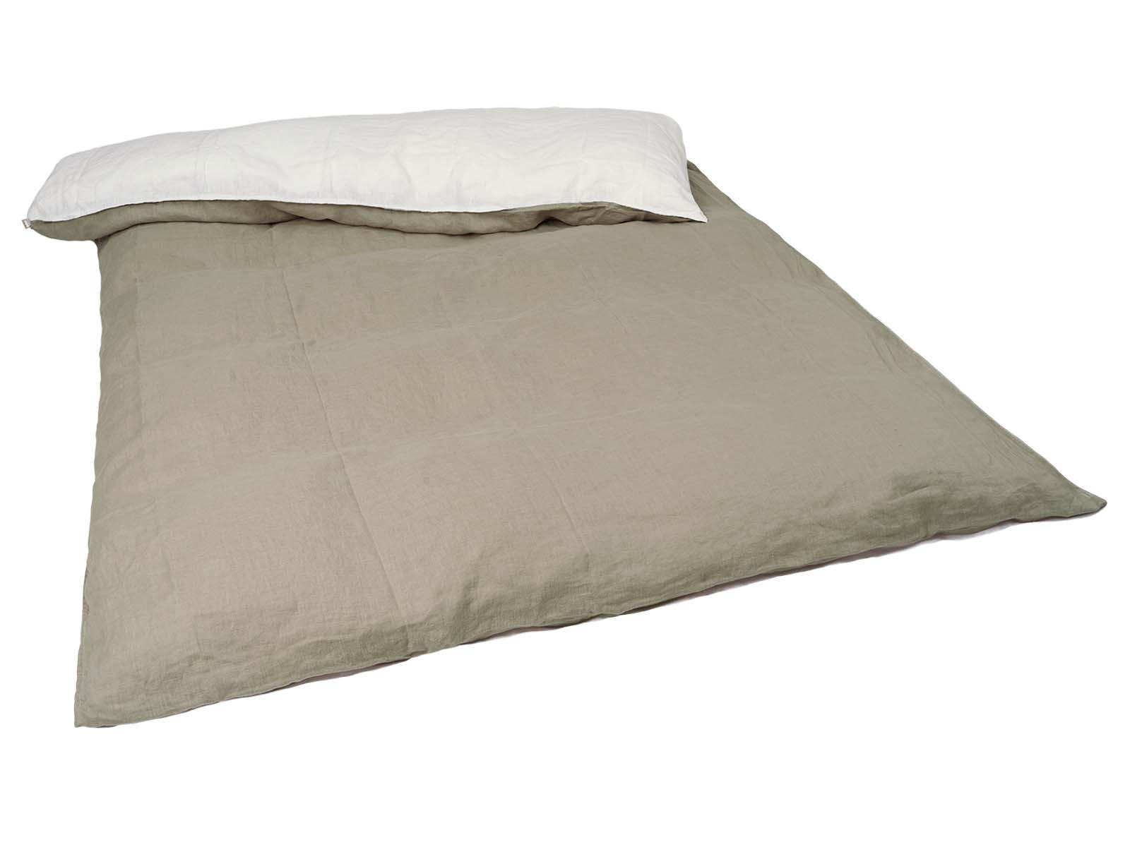 WENDE-BETTDECKENBEZUG Doubleface reines Leinen weiß/taupe 135/200 cm - Taupe/Weiß, Naturmaterialien (135/200cm) - beties Heimtextil