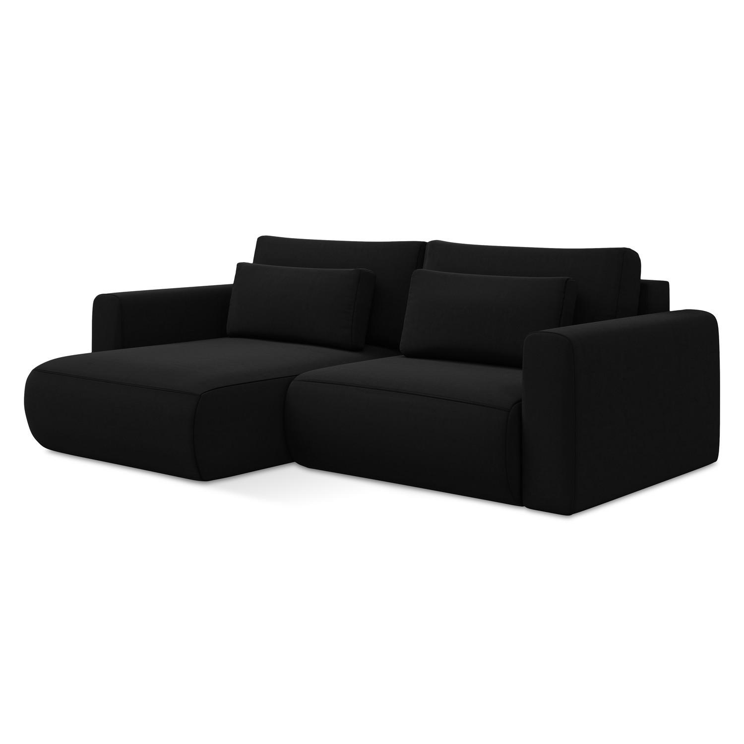 ECKSOFA mit Schlaffunktion Samt Stoff Schwarz - Schwarz, Kunststoff/Textil (149/240cm) - LaMiaSofa