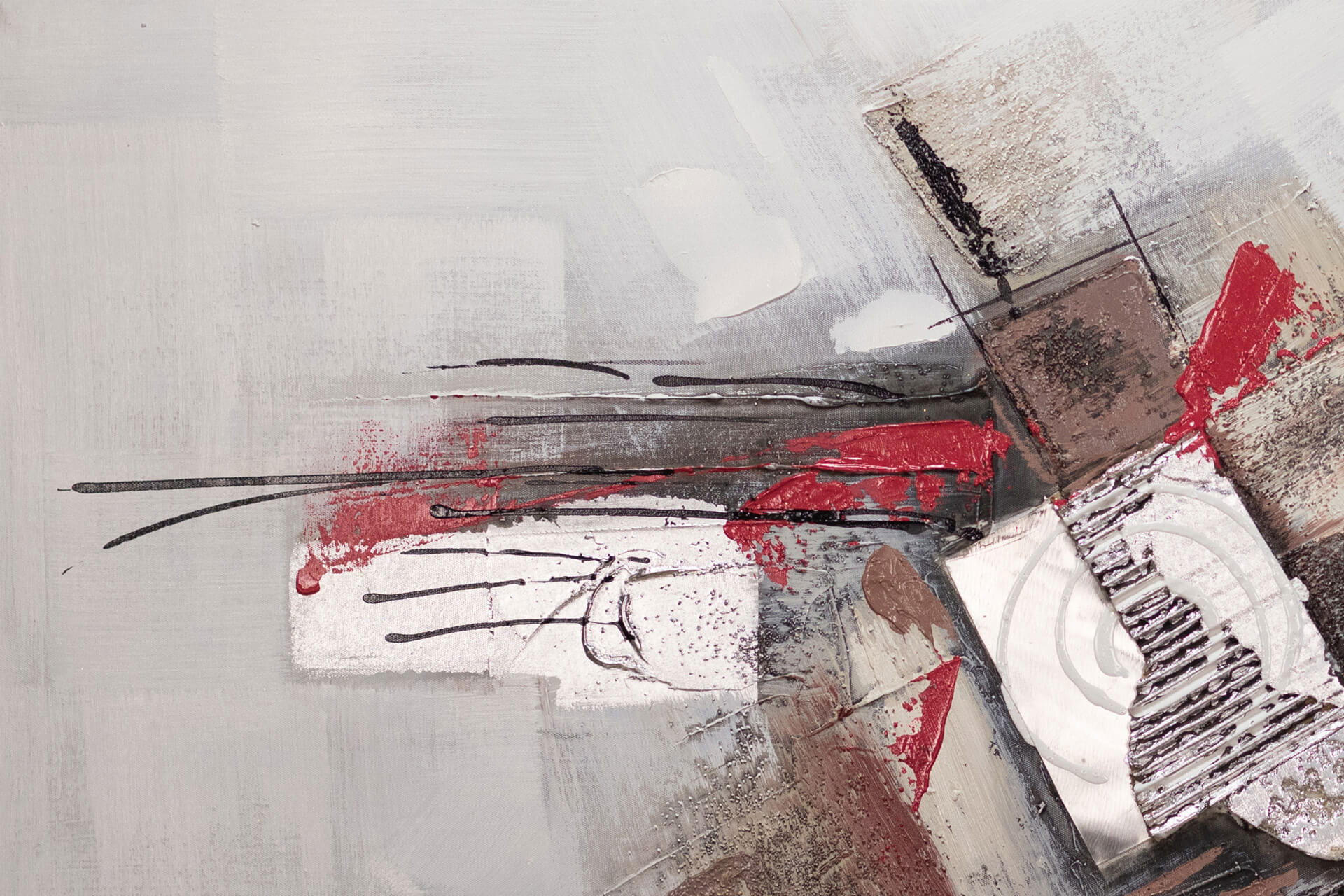 ACRYLBILD HANDGEMALT 140/70 cm - Taupe/Rot, Holz/Textil (2.06/70cm) - KUNSTLOFT