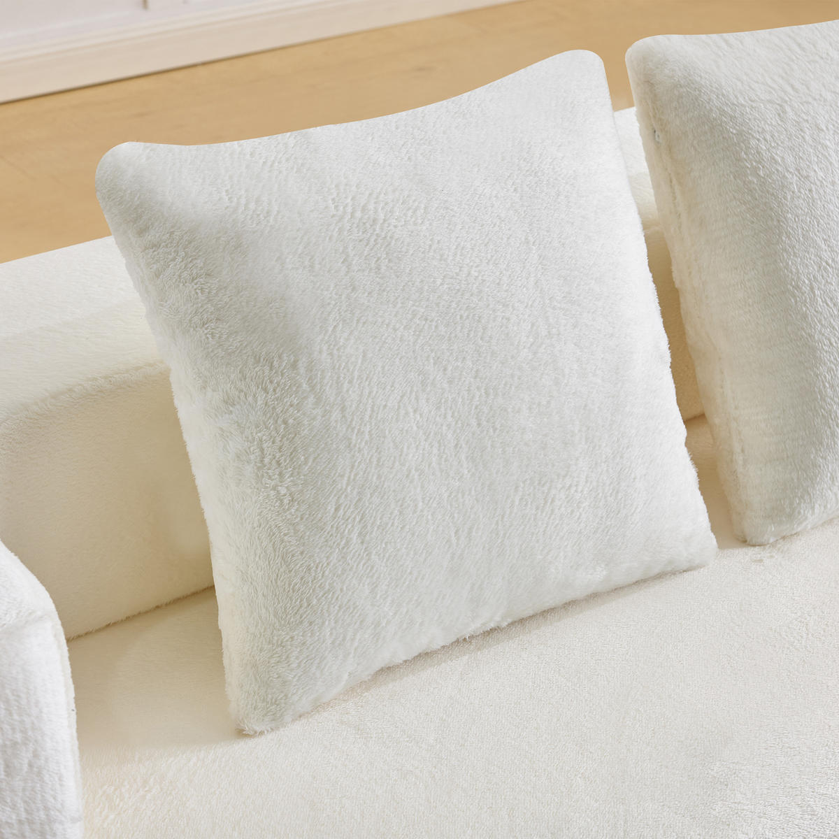 2-SITZER SCHLAFSOFA Stoff Cremeweiß klappbar mit Kissen - Weiß, Textil (190/48/104cm) - WISHDOR