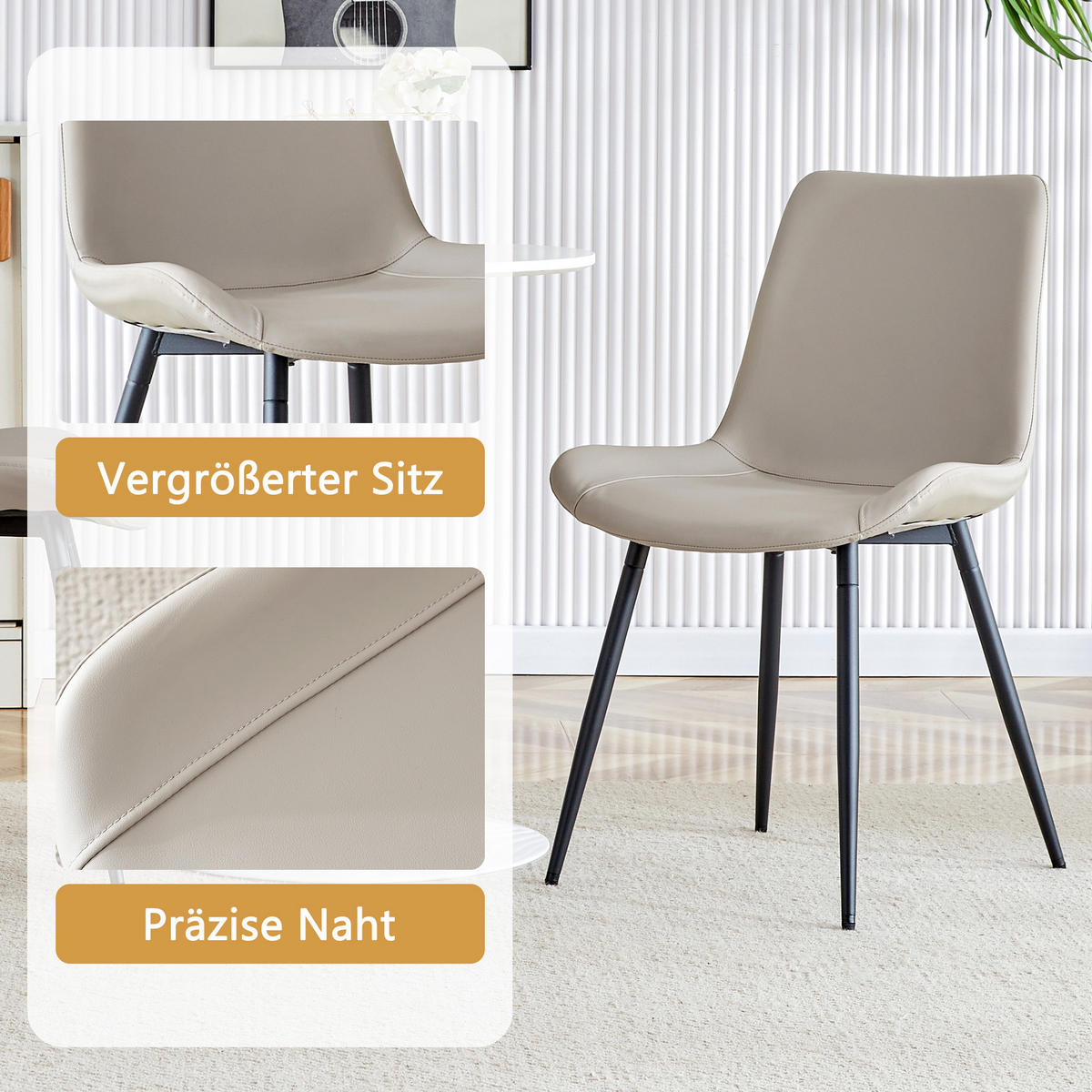ESSGRUPPE DE-39388 5-teilig, mit 4 PU-Stühlen Hellgrau - Grau, Holzwerkstoff (100/76/100cm) - ComfortXL