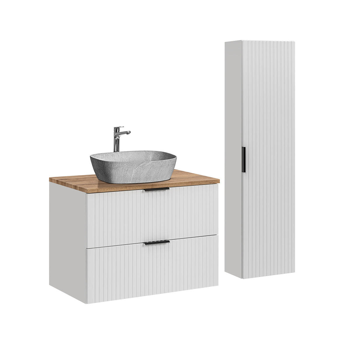 KOUPELNOVÝ NÁBYTEK 80.6cm Adriel 2er-Set Bílá - bílá, kompozitní dřevo (80.6/59/46cm) - Petits-meubles