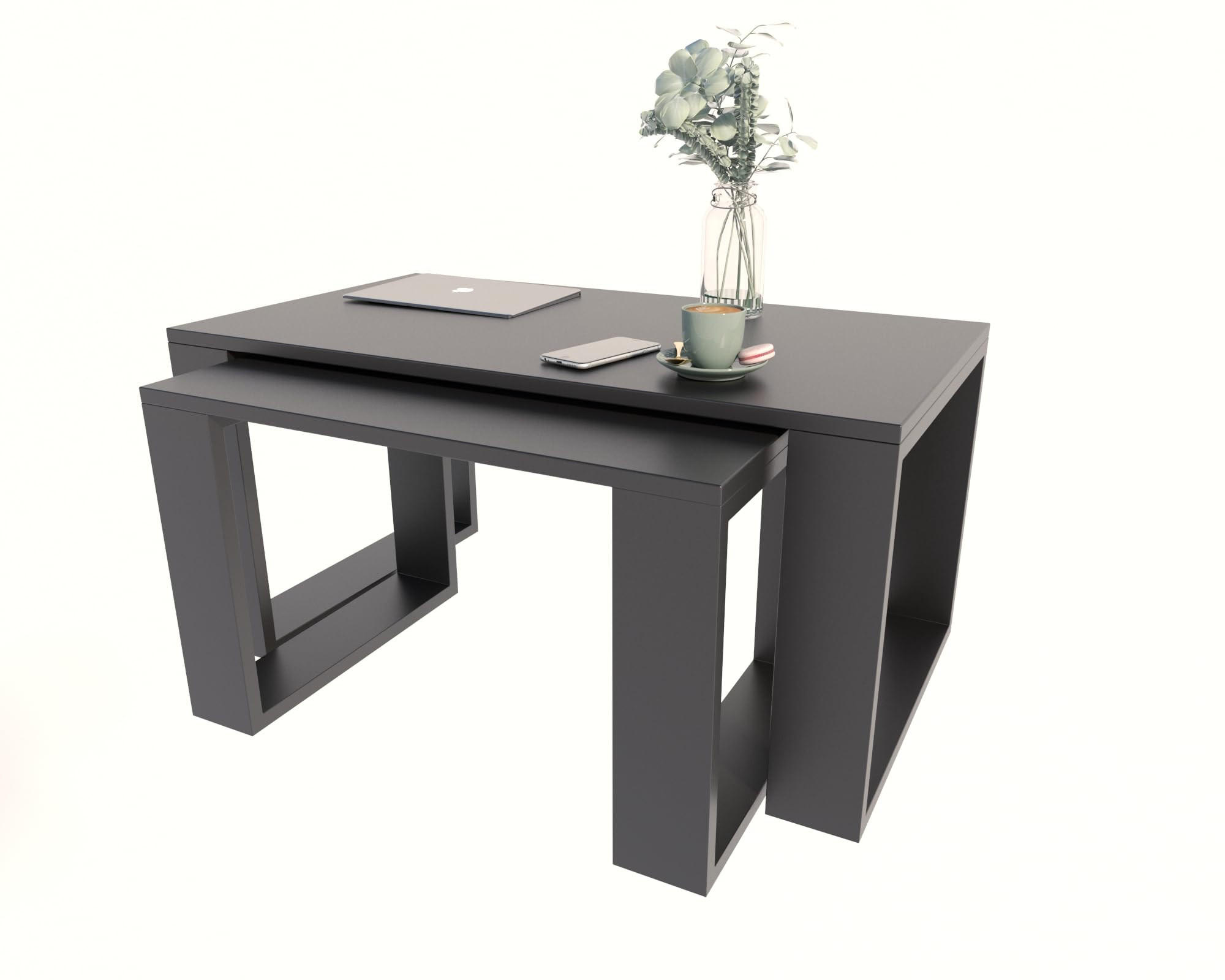 COUCHTISCH WESTA Schwarz 2er-Set - Schwarz, Holzwerkstoff (50/100/47.8cm) - Matkam Möbel